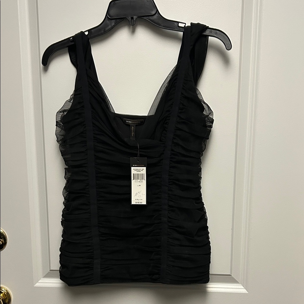 BCBGMaxAzria Black Ruched Camisole